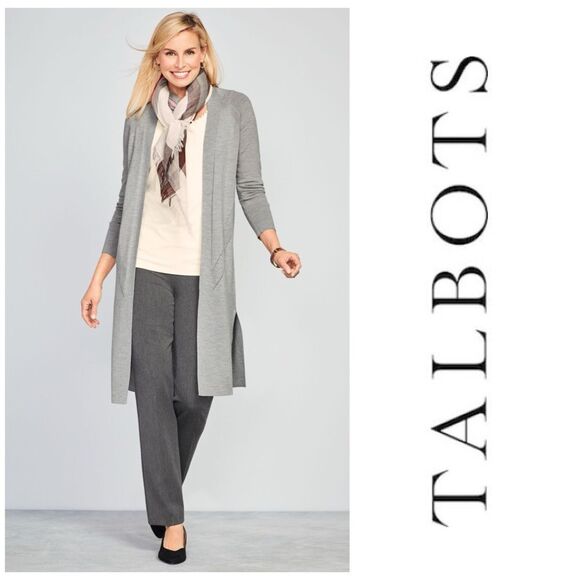 Talbots Curvy REFINED BI-STRETCH STRAIGHT-LEG PANTS in Grey Size 10P - Picture 1 of 8